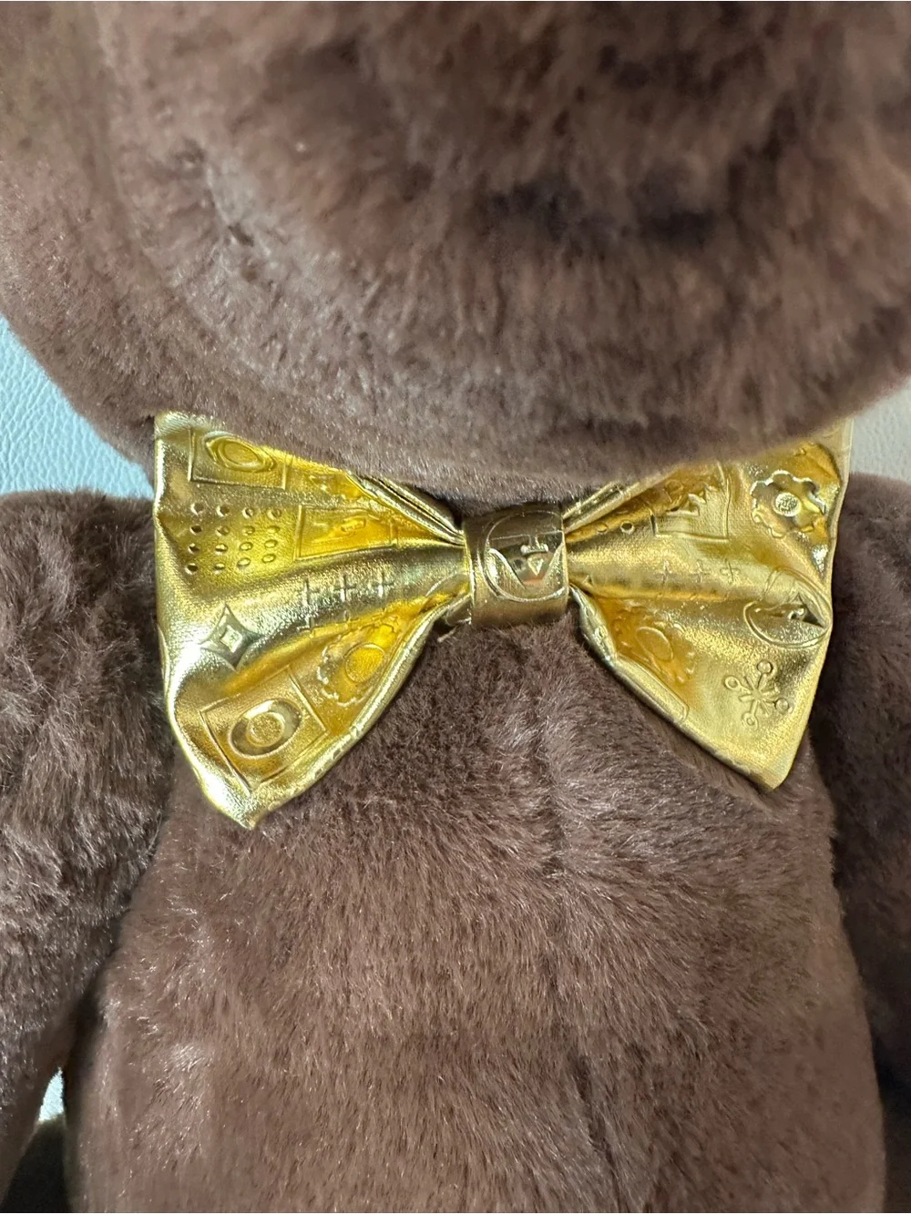 FAO Schwarz Teddy Bear 17” Brown Plush Gold Bow & Paws Stuffed Animal 202